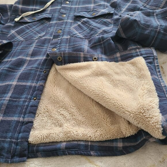 Ronin Factory Men’s Medium Sherpa-Lined Hooded Flannel Jacket Blue Plaid - Picture 5 of 10